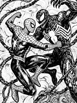 Spiderman vs Venom Coloring Page coloring pages