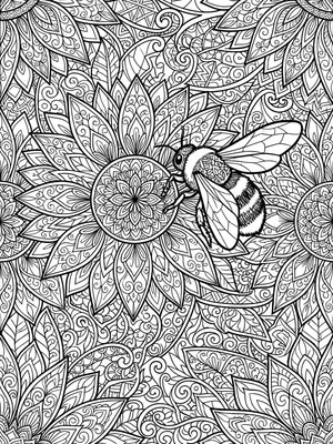 Sunflower Bee Garden Coloring Page coloring pages