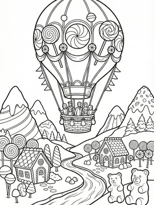 Sweet Hot Air Ride Coloring Page coloring pages
