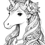 Unicorn Princess Crown Coloring Page