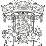 Valentine’s Day Carousel Coloring Page