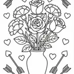 Valentine’s Flower Bouquet Coloring Page