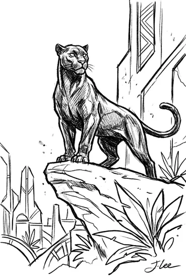 A coloring page of Wakanda Black Panther Coloring Page