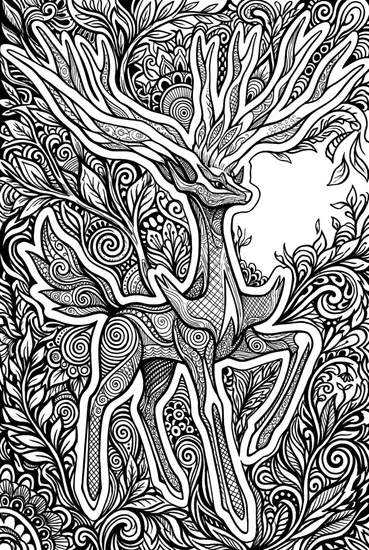 A coloring page of Xerneas Enchanted Forest Glow Coloring Page