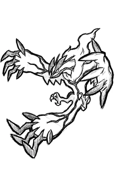 A coloring page of Yveltal’s Wings of Doom Coloring Page