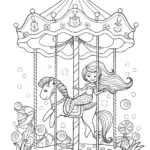 Mermaid and the Coral Carousel Coloring Page