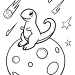 Charmander’s Cosmic Dance Coloring Page