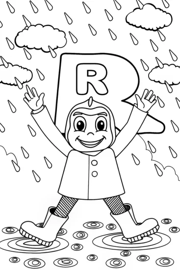 Dance Letter R The Dancing Letter 'R' in the Rain Coloring Page - Free & Printable