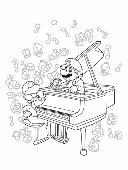 Mario and Luigi's musical time machine Coloring Page - Free & Printable