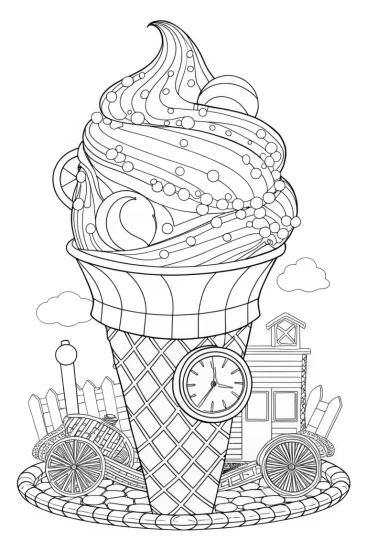 Time Machine Printable Ice cream time machine adventure Coloring Page - Free & Printable