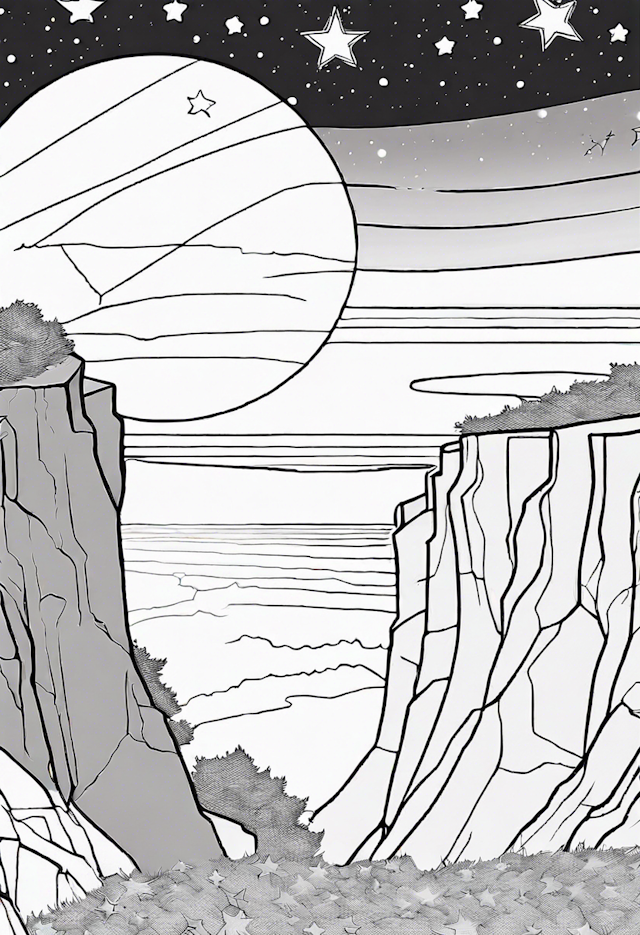Cosmic Canyon Adventure Coloring Page