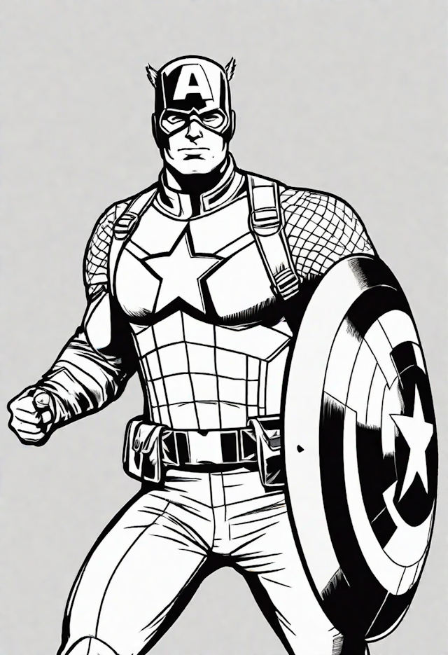Captain America in Action Coloring Page