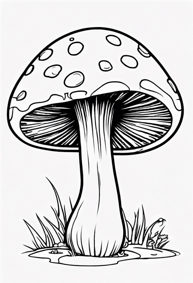 A coloring page of Giant Mushroom in the Forest