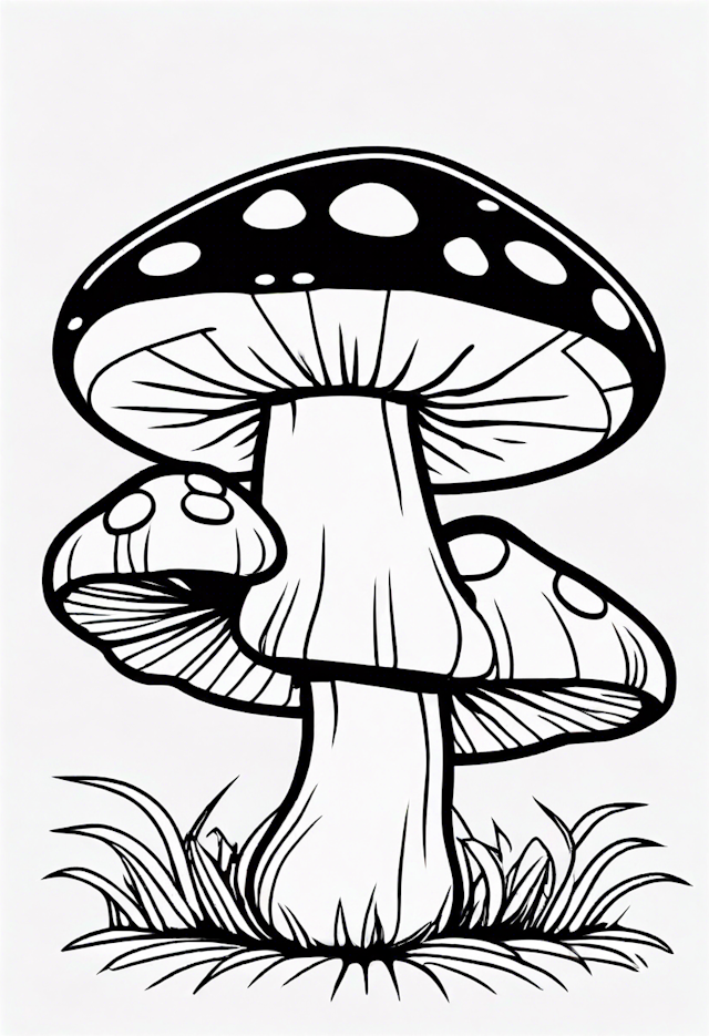 Whimsical Forest Mushrooms Coloring Page