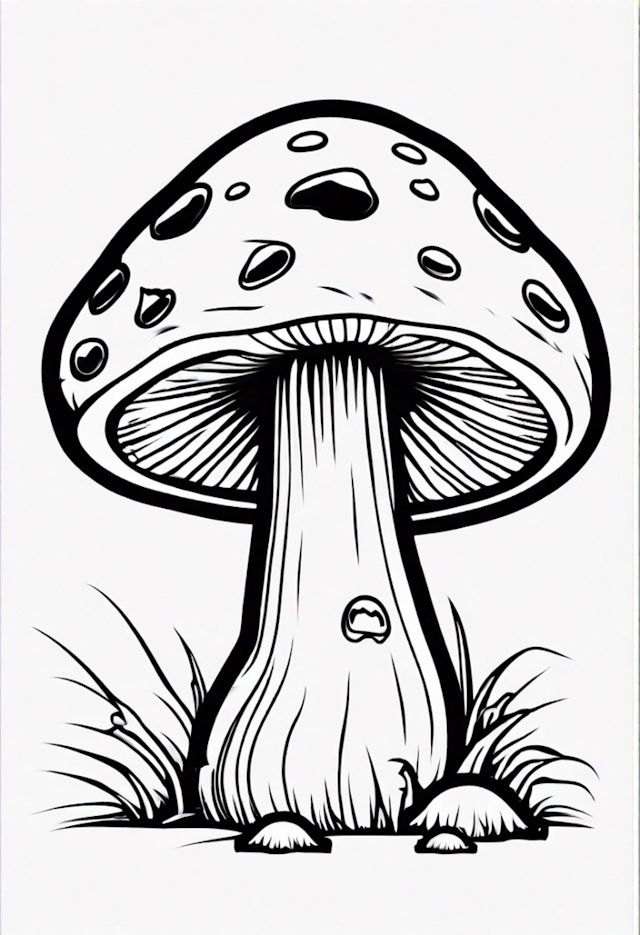 A coloring page of Whimsical Mushroom Fantasy Coloring Page