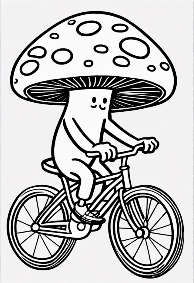 A coloring page of Mushroom Buddy’s Bicycle Adventure
