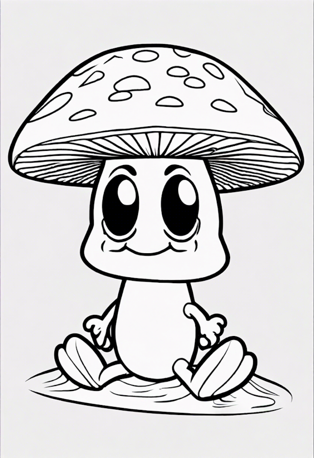 A coloring page of Mushroom Buddy’s Garden Adventure