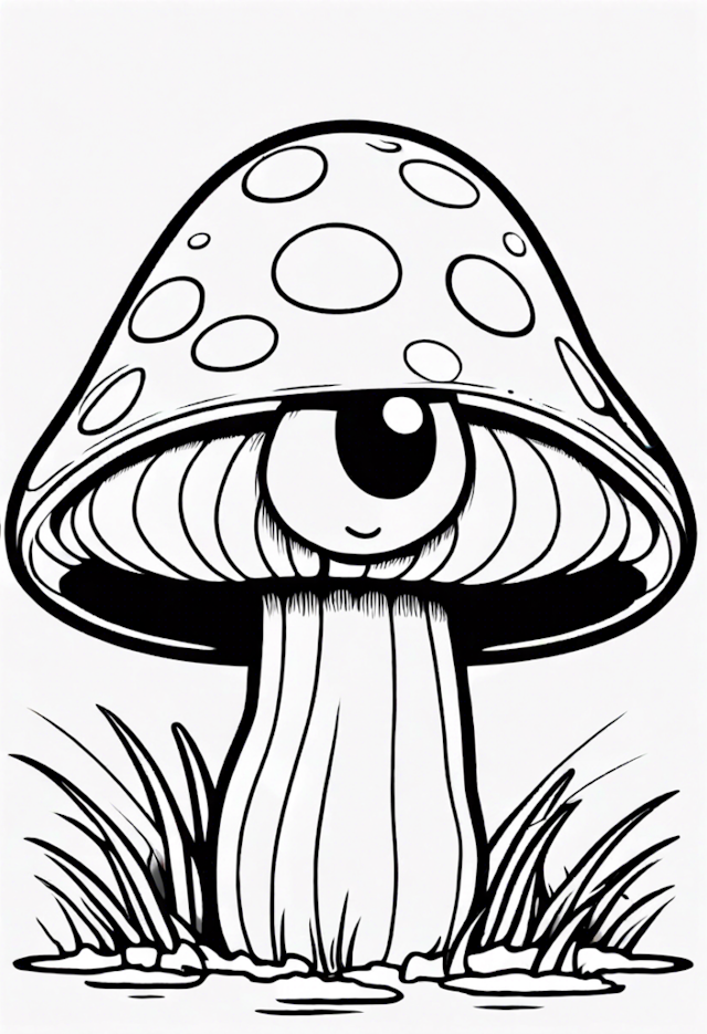 A coloring page of Toadstool Buddy in the Forest