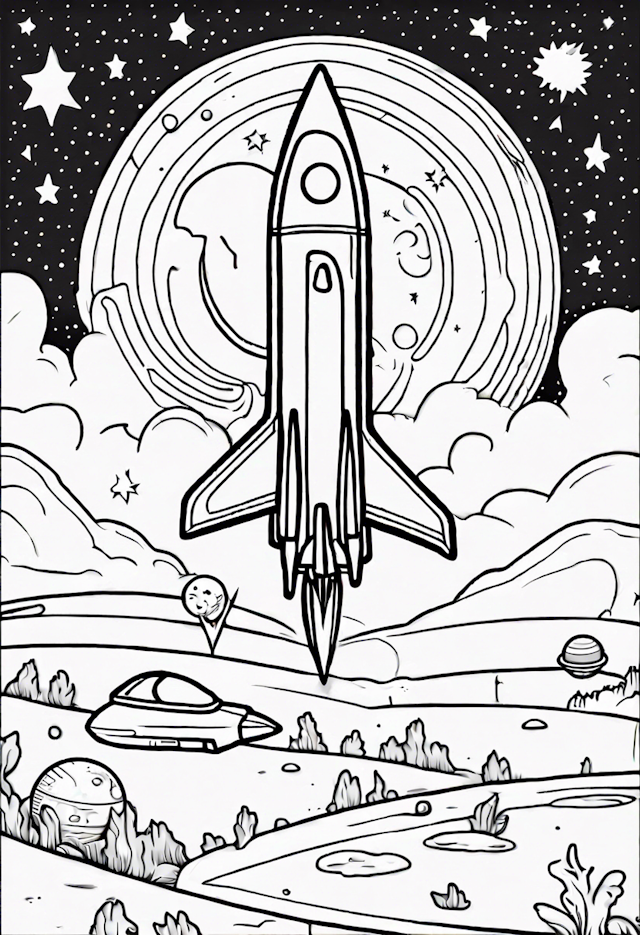 Rocket’s Space Adventure Coloring Page