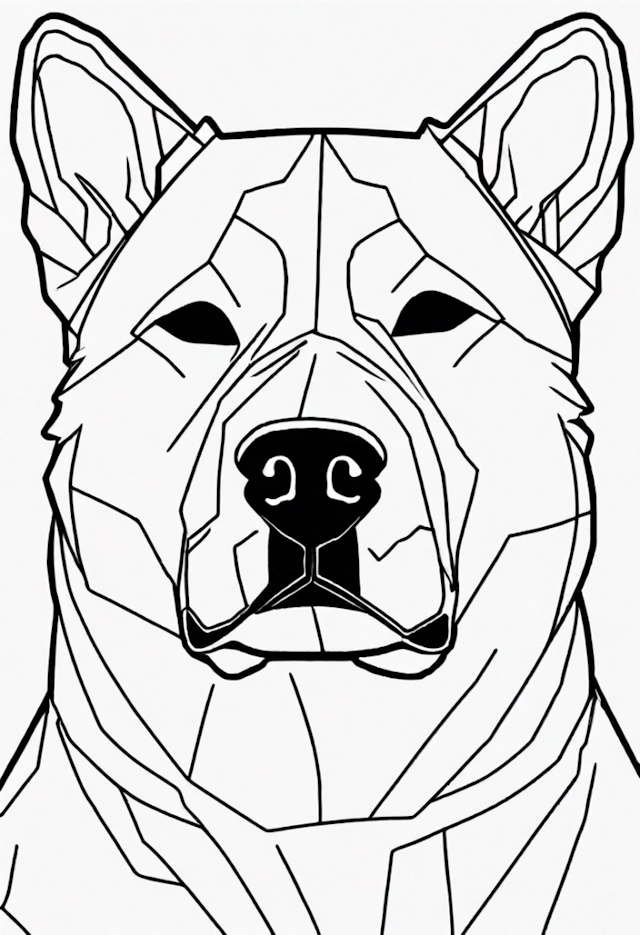 A coloring page of Geometric Dog Coloring Page