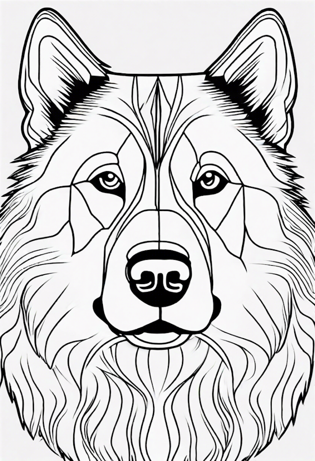 A coloring page of Wolf Face Coloring Page
