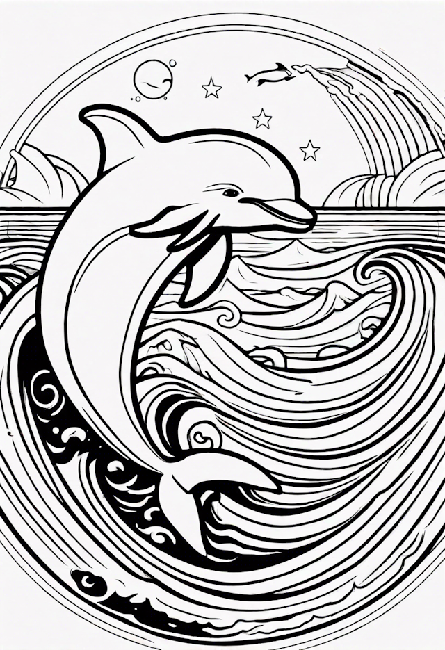 Dolphin’s Magical Ocean Adventure Coloring Page