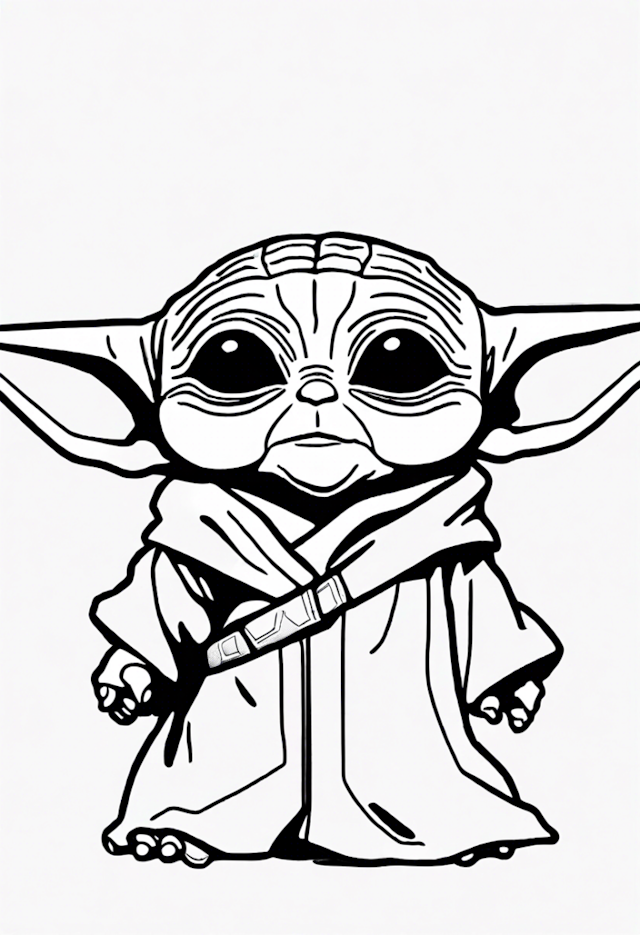 A coloring page of Baby Yoda Coloring Page Adventure