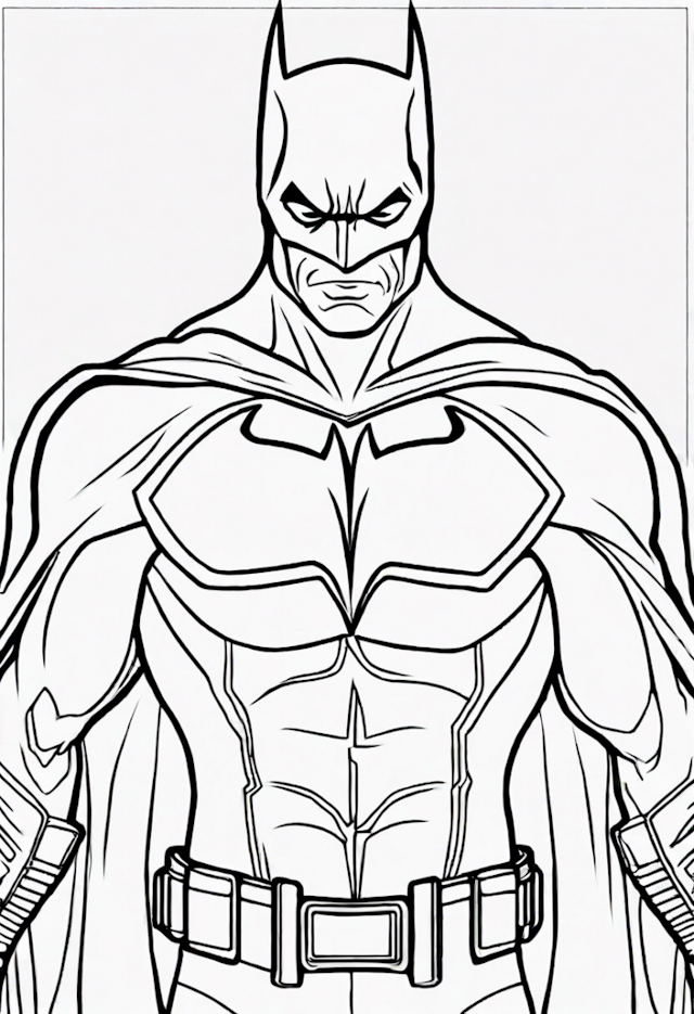 A coloring page of Batman in Action: Coloring Page