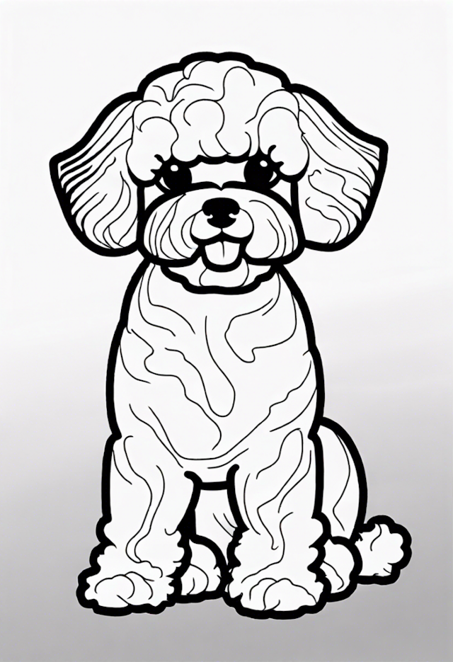 A coloring page of Puppy Pals: Fluffy Bichon Coloring Fun