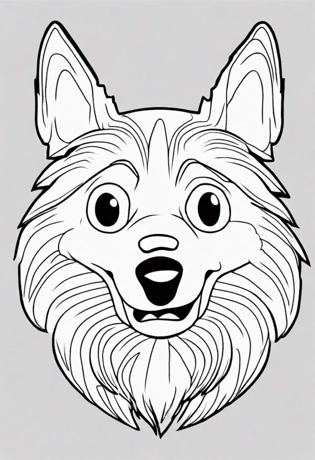 A coloring page of Joyful Wolf Coloring Page