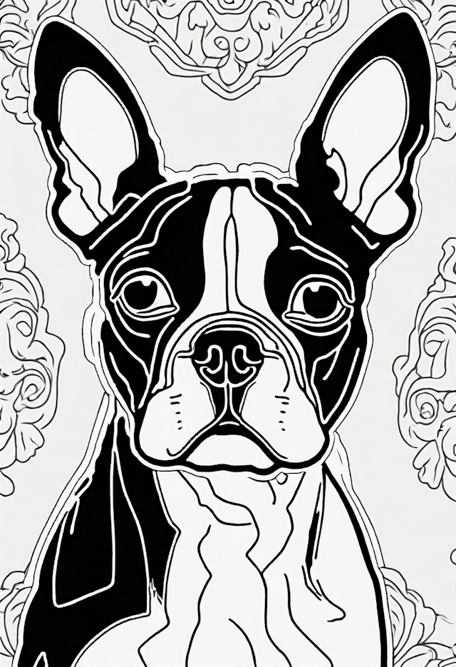French Bulldog Fantasy Coloring Page