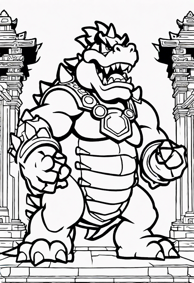 Bowser in the Temple of Power Coloring Page