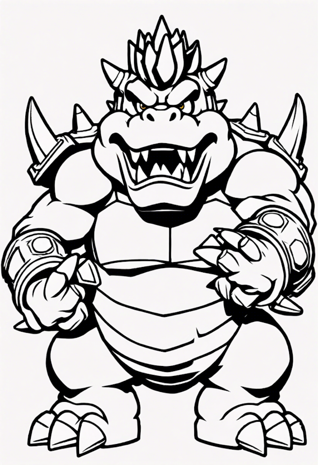 A coloring page of Coloring Page: Bowser the Koopa King