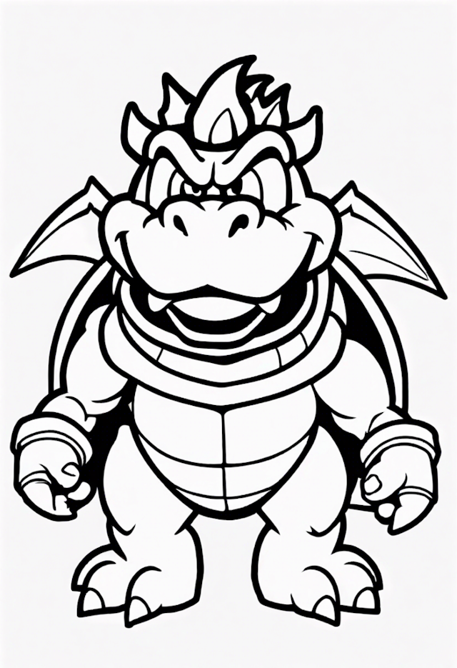 A coloring page of Bowser the Koopa King Coloring Page