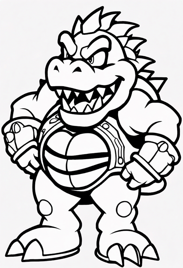 A coloring page of Bowser the Koopa King Coloring Page