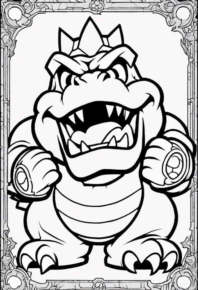 A coloring page of Bowser’s Mighty Roar Coloring Page