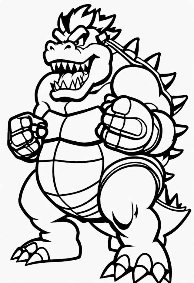 A coloring page of King Koopa’s Ready for Adventure!
