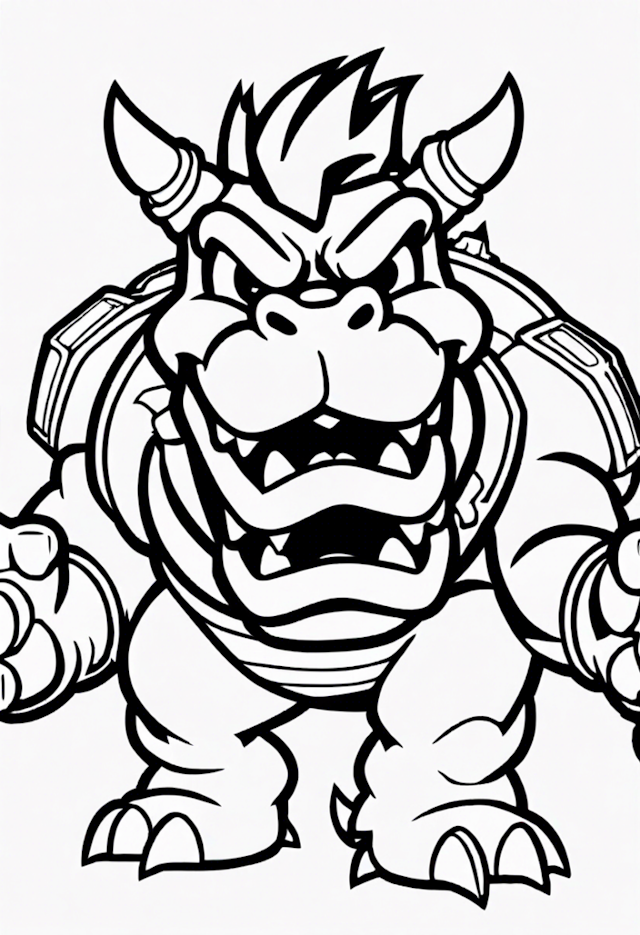 A coloring page of Bowser’s Fiery Roar Coloring Page