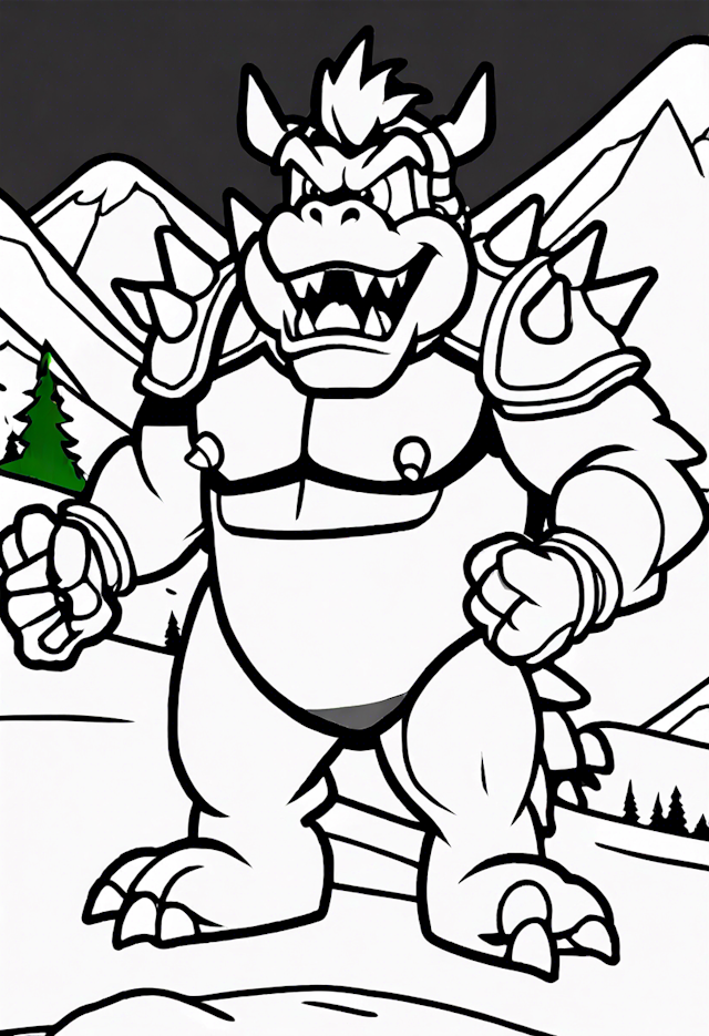 Bowser’s Mountain Adventure Coloring Page