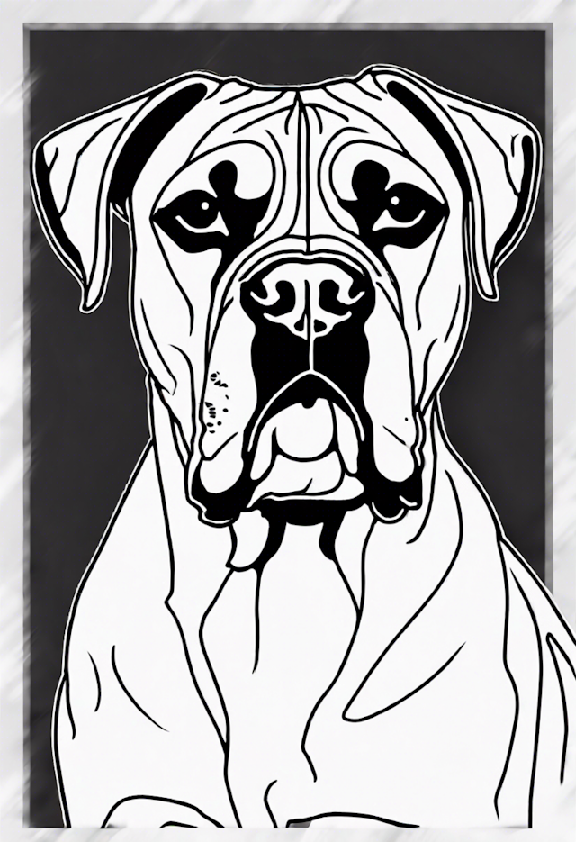 A coloring page of Regal Boxer Dog Coloring Page