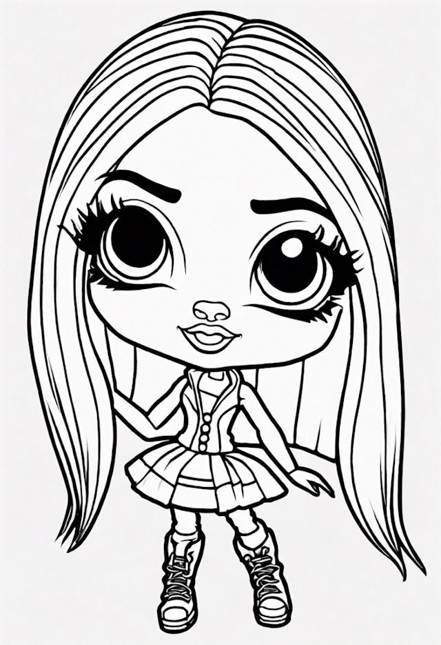 A coloring page of Fashion Doll Coloring Fun