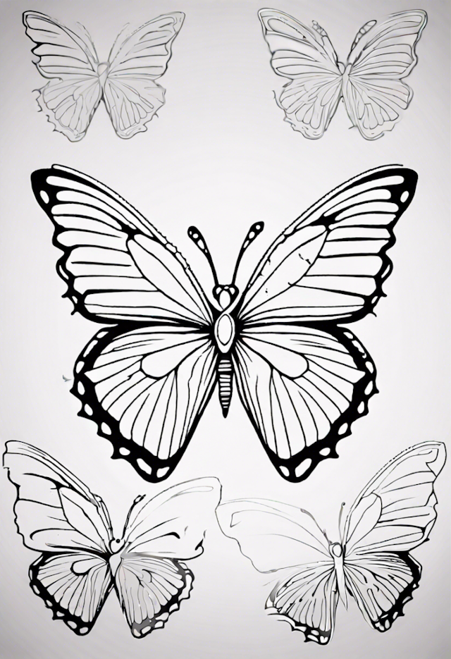 A coloring page of Butterfly Garden Coloring Page