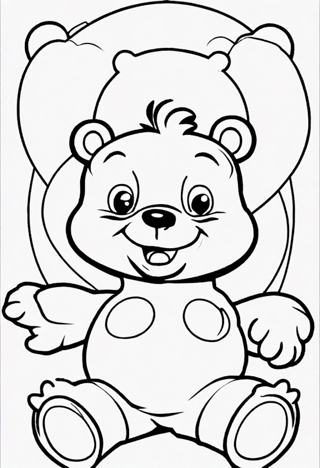 A coloring page of Happy Teddy Bear Coloring Fun