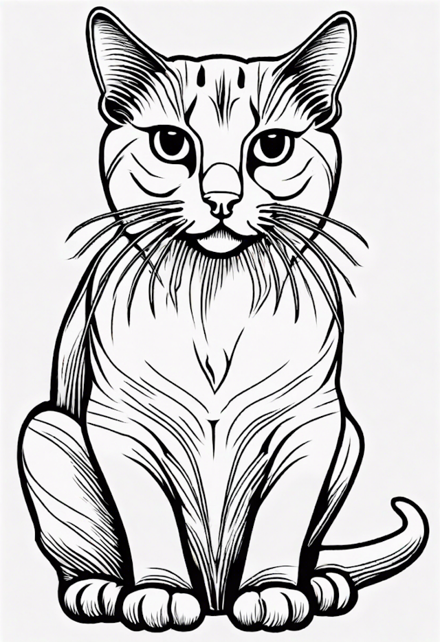 A coloring page of Kitty’s Serene Pose Coloring Page