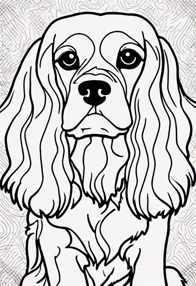 A coloring page of Cavalier King Charles Spaniel Coloring Page