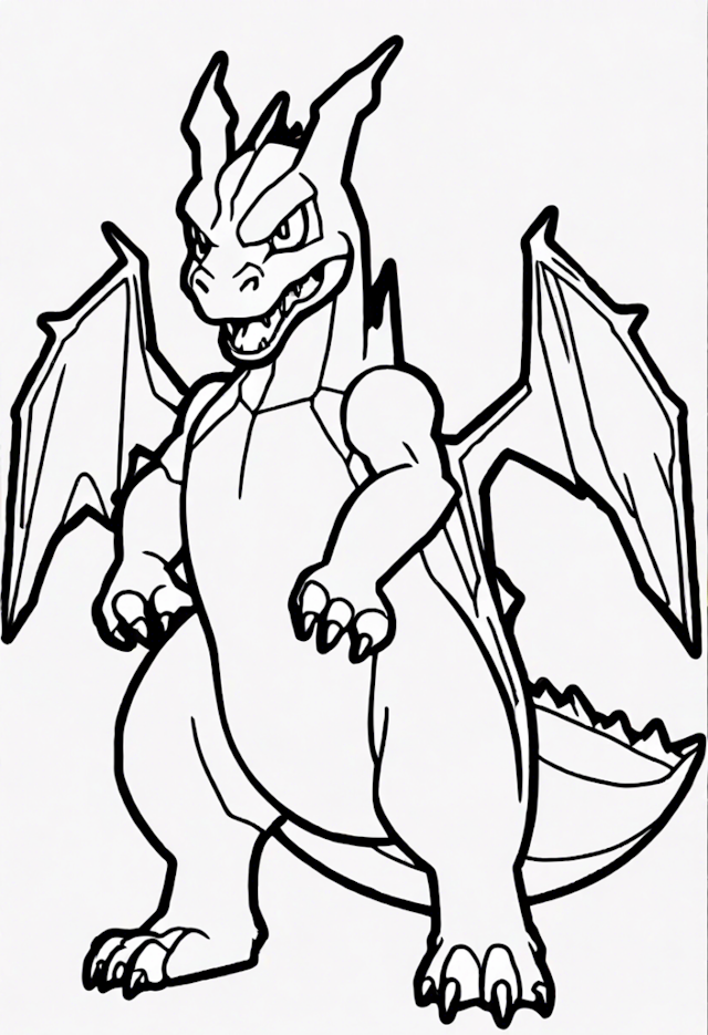 A coloring page of Charizard Coloring Adventure
