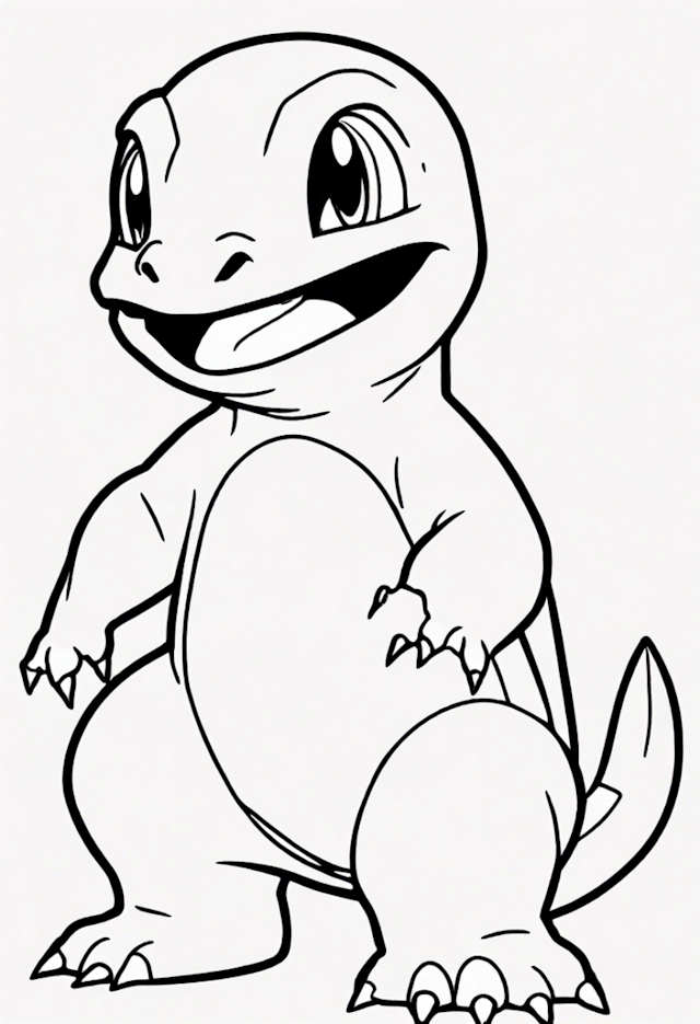 A coloring page of Charmander’s Playful Adventure Coloring Page