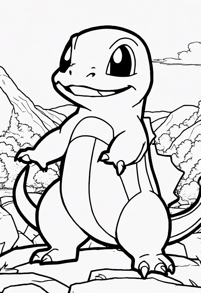 Charmander in the Mountain Landscape
