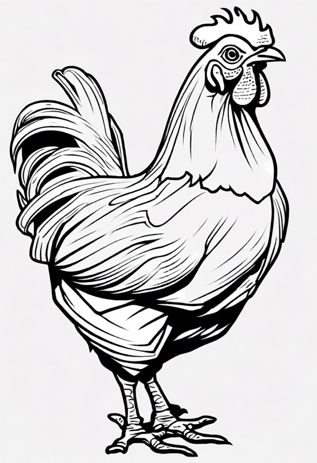 A coloring page of Rooster Coloring Adventure