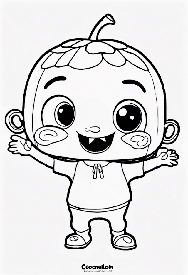 A coloring page of JJ from CoComelon: Fun Coloring Adventure